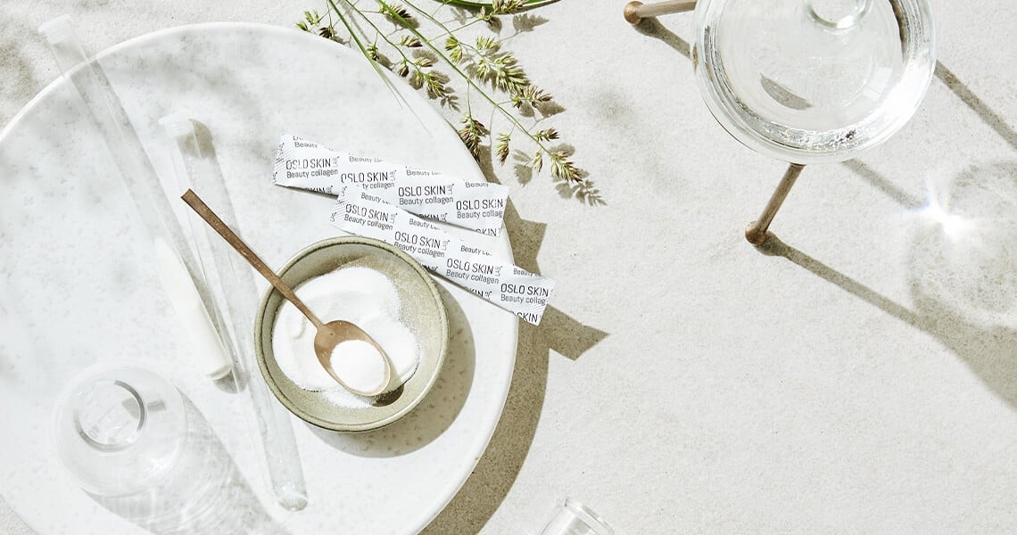 Kollageenijauhe lautasella